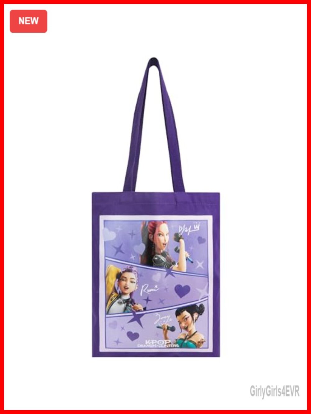 Canvas Tote Bag with KPop Demon Hunters Artwork - Large Lightweight Shoulder